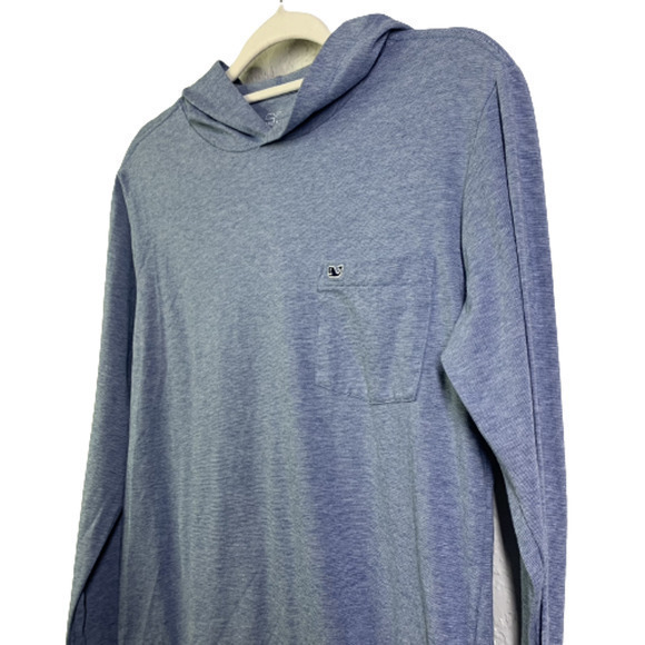 VINEYARD VINES Heather Blue Hooded Long Sleeve T-Shirt - Picture 4 of 7